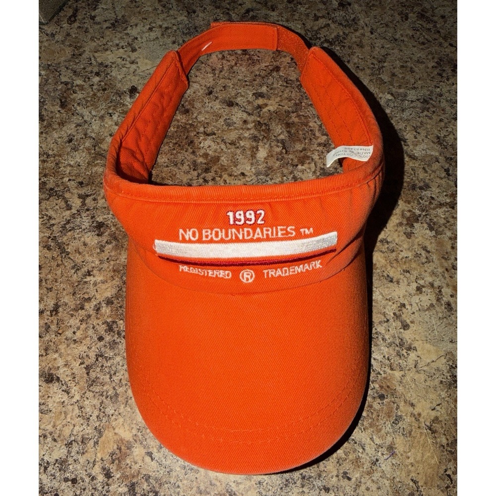 No Boundaries Orange Visor Hat 1992 Embroidered Adjustable One Size
